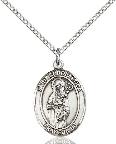 Saint Scholastica medal S0994, Pewter