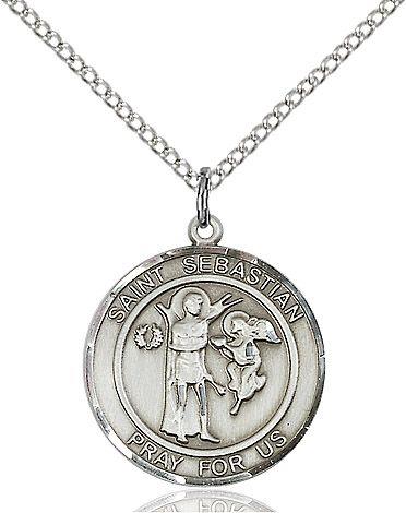 Saint Sebastian round medal S100RD1, Sterling Silver