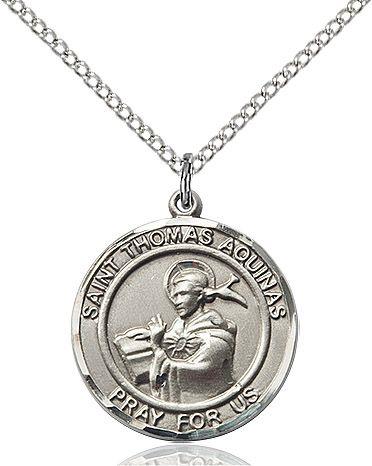 Saint Thomas Aquinas round medal S108RD1, Sterling Silver