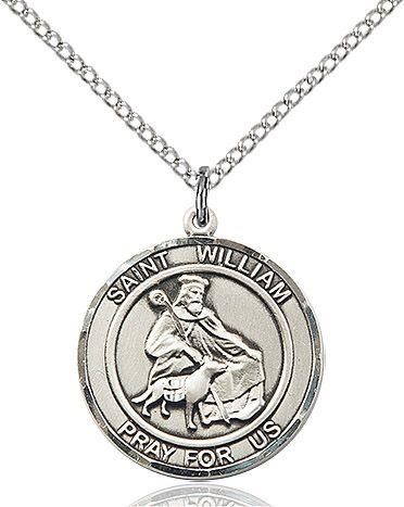 Saint William of Rochester round medal S114RD1, Sterling Silver