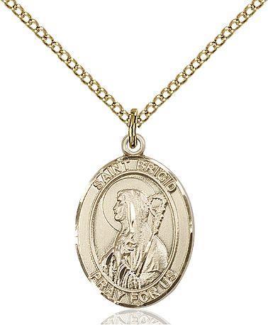 Saint Brigid of Ireland medal S1232, Gold Filled