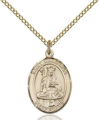 Saint Walburga medal S1262, Gold Filled