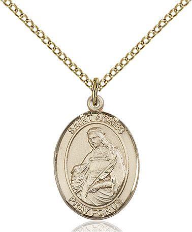 Saint Agnes of Rome medal S1282, Gold Filled