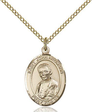 Saint John Neumann medal S2042, Gold Filled