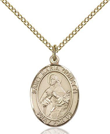 Saint Maria Goretti medal S2082, Gold Filled