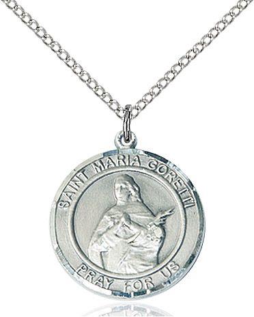 Saint Maria Goretti round medal S208RD1, Sterling Silver