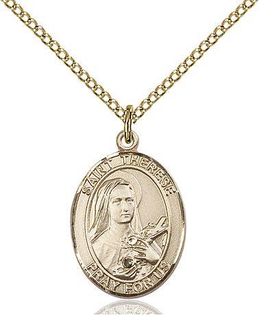 Saint Therese of Lisieux medal S2102, Gold Filled