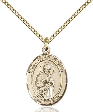 Saint Isaac Jogues medal S2122, Gold Filled