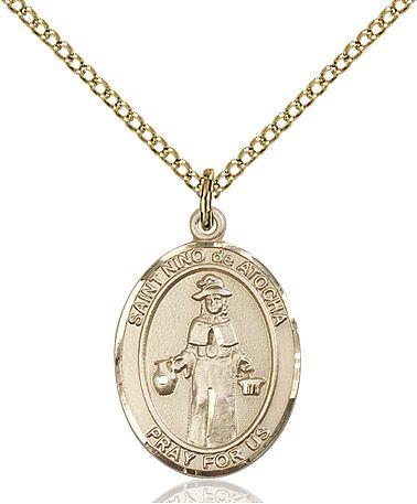 Saint Nino de Atocha medal S2142, Gold Filled