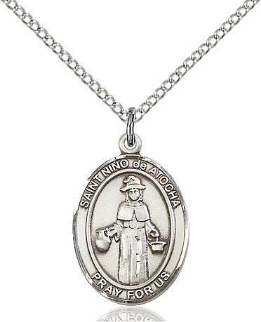 Saint Nino de Atocha medal S2141, Sterling Silver
