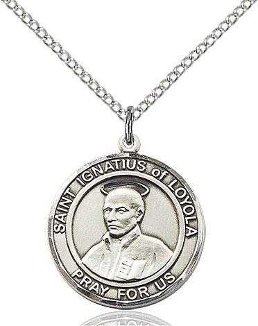Saint Ignatius of Loyola round medal S217RD1, Sterling Silver