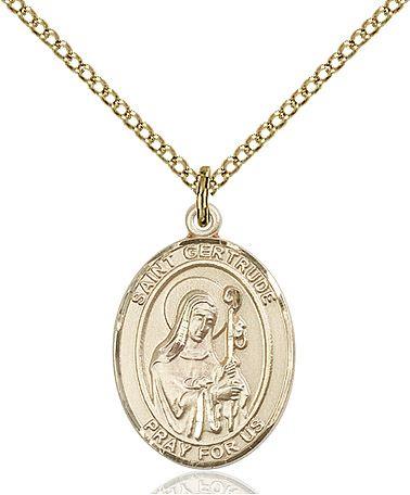 Saint Gertrude of Nivelles medal S2192, Gold Filled