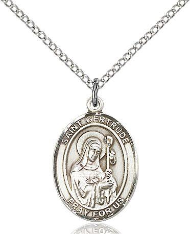 Saint Gertrude of Nivelles medal S2191, Sterling Silver