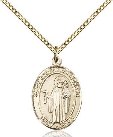 Saint Joseph the Worker medal S2202, Gold Filled