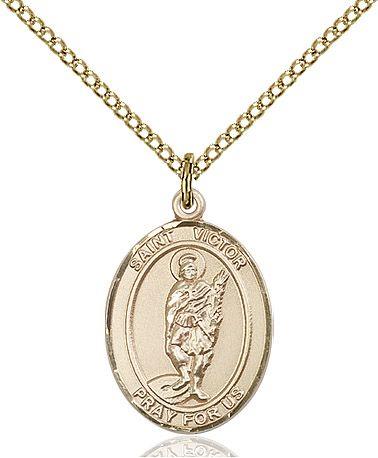 Saint Victor of Marseilles medal S2232, Gold Filled