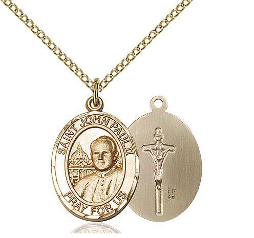 Saint Pope John Paul II medal S2342, Gold Filled