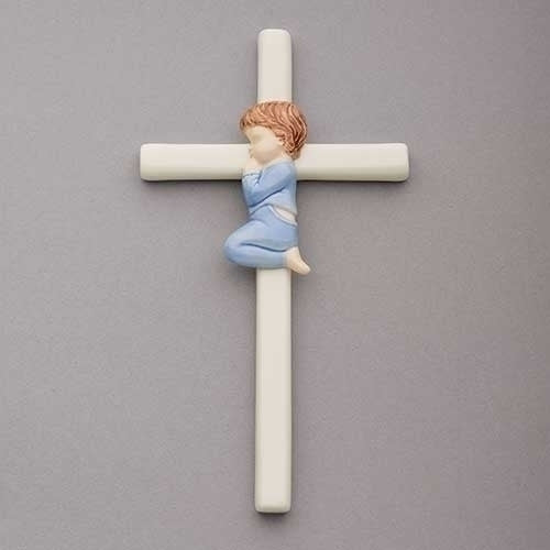 Wall Cross, Boy, 7.5" tall