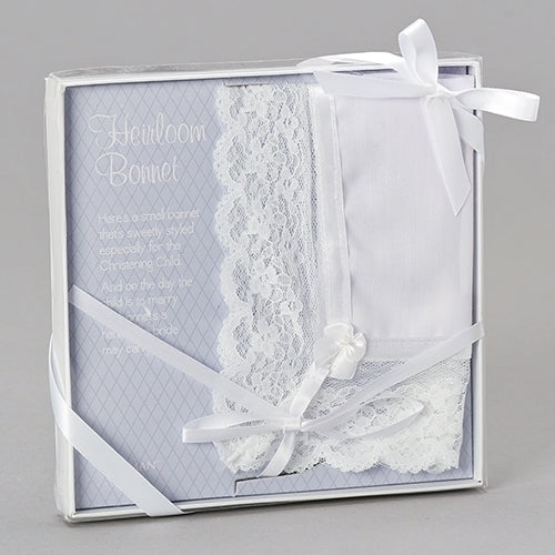 Baptism/Christening Bonnet, Wedding Hankie combo