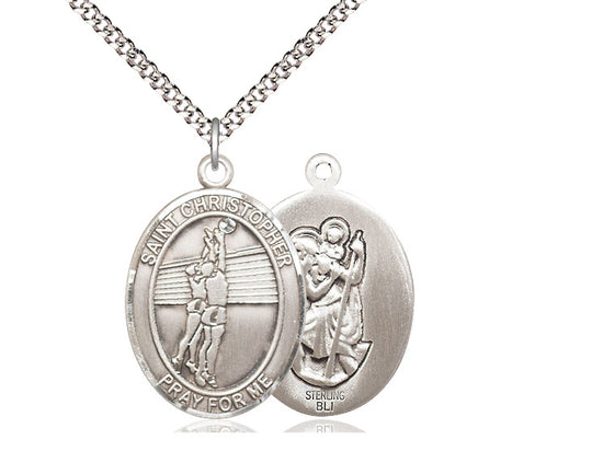 Volleyball with Saint Christopher medal S1381, Sterling Silver
