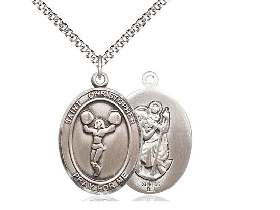 Cheerleading with Saint Christopher medal S1404, Pewter