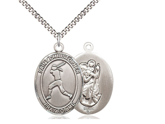 Softball with Saint Christopher medal S1451, Sterling Silver