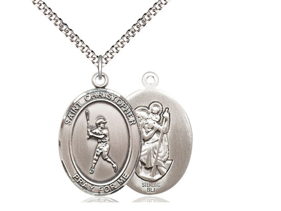 Baseball with Saint Christopher medal S1501, Sterling Silver