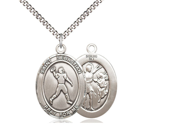 Football with Saint Sebastian medal S1611, Sterling Silver
