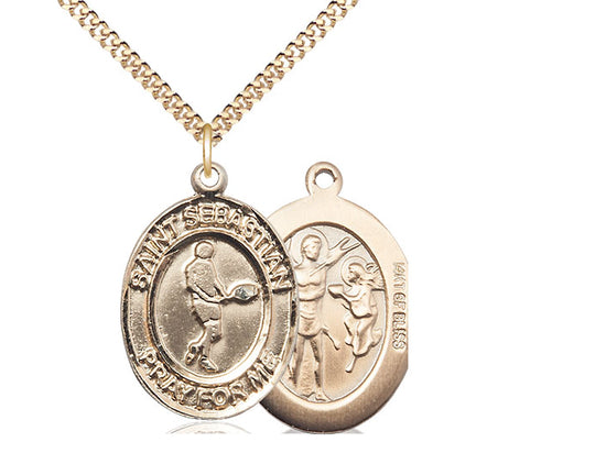 Tennis with Saint Sebastian medal S1662, Gold Filled