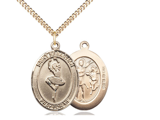 Dance with Saint Sebastian medal S1732, Gold Filled