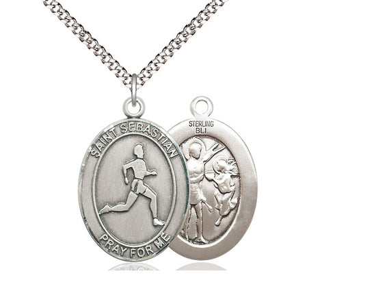 Track & Field with Saint Sebastian medal S1761, Sterling Silver