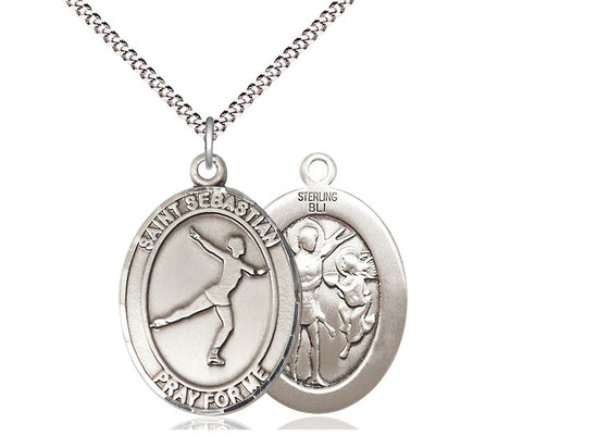 Figure Skating with Saint Sebastian medal S1771, Sterling Silver