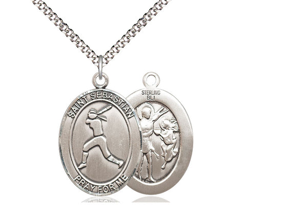 Softball with Saint Sebastian medal S1831, Sterling Silver