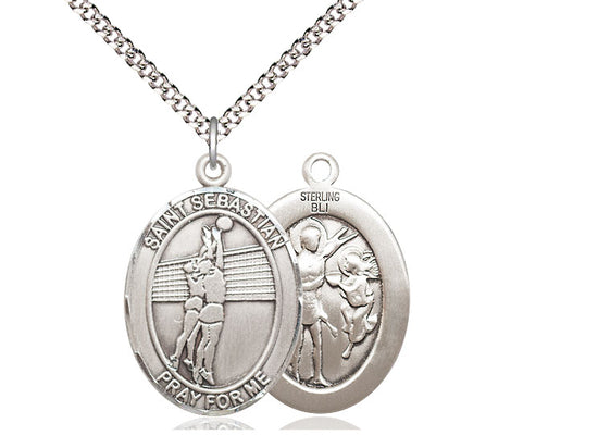 Volleyball with Saint Sebastian medal S1861, Sterling Silver