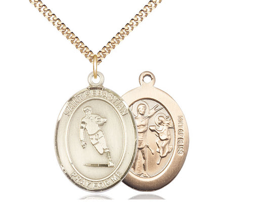 Rugby with Saint Sebastian medal S1872, Gold Filled