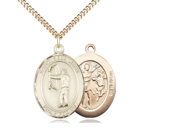 Archery with Saint Sebastian medal S1892, Gold Filled