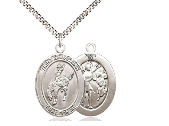 Rodeo with Saint Sebastian medal S1911, Sterling Silver