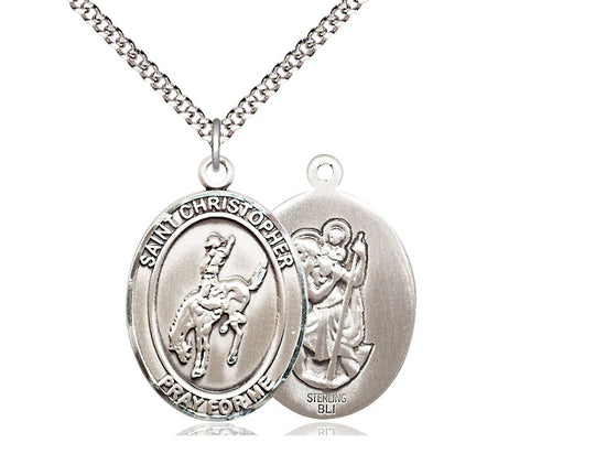 Rodeo with Saint Christopher medal S1924, Pewter