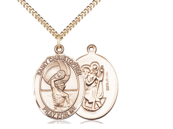 Water Polo with Saint Christopher medal S1982, Gold Filled
