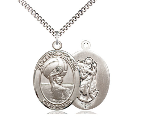 Water Polo with Saint Christopher medal S1981, Sterling Silver