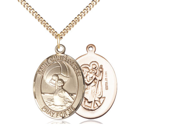 Water Polo with Saint Christopher medal S1992, Gold Filled