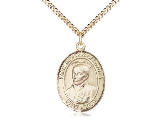 Saint Ignatius of Loyola medal S2172, Gold Filled