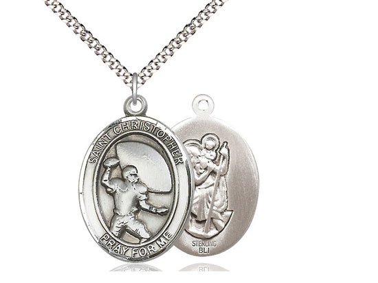 Football with Saint Christopher medal S5011, Sterling Silver