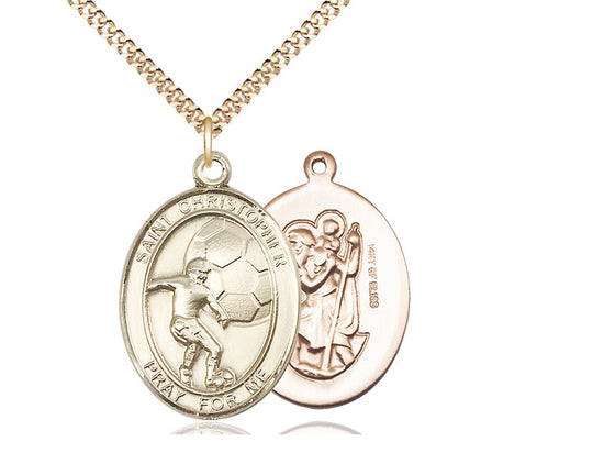 Soccer with Saint Christopher medal S5032, Gold Filled