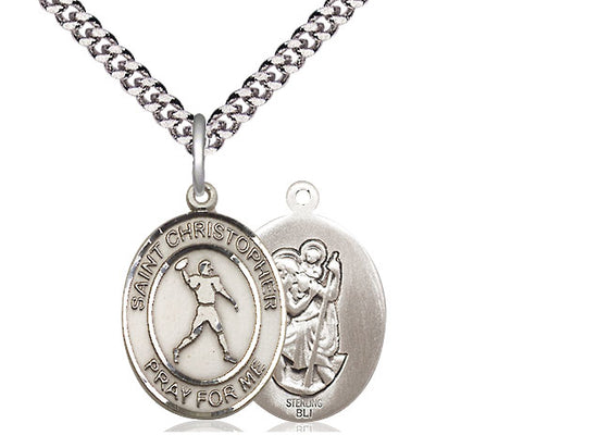 Football with Saint Christopher medal S1511, Sterling Silver