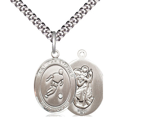 Soccer with Saint Christopher medal S1541, Sterling Silver