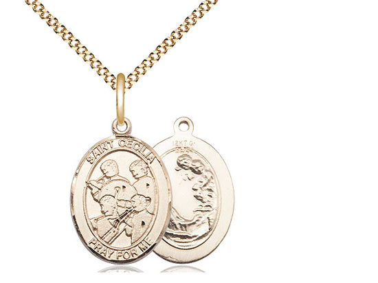 Marching Band with Saint Cecilia medal S1792, Gold Filled