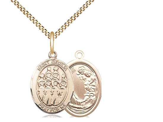 Choir with Saint Cecilia medal S1802, Gold Filled