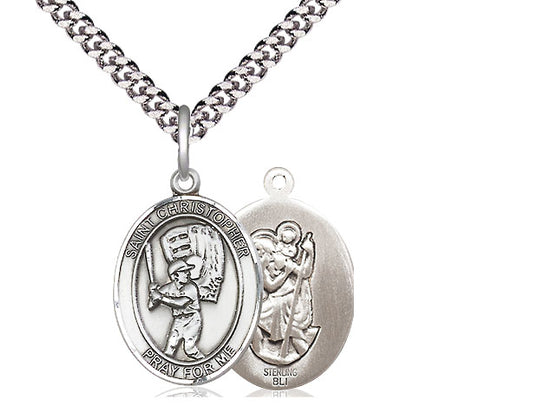 Baseball with Saint Christopher medal S5001, Sterling Silver