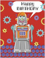 Happy Birthday red robot card