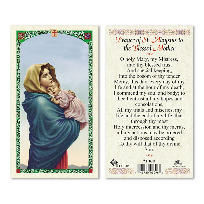 St. Aloysius to the Blessed Mother holy card